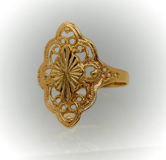 Vintage Gold Ring Gold Filigree Ring Vintage Gold Filigree Ring