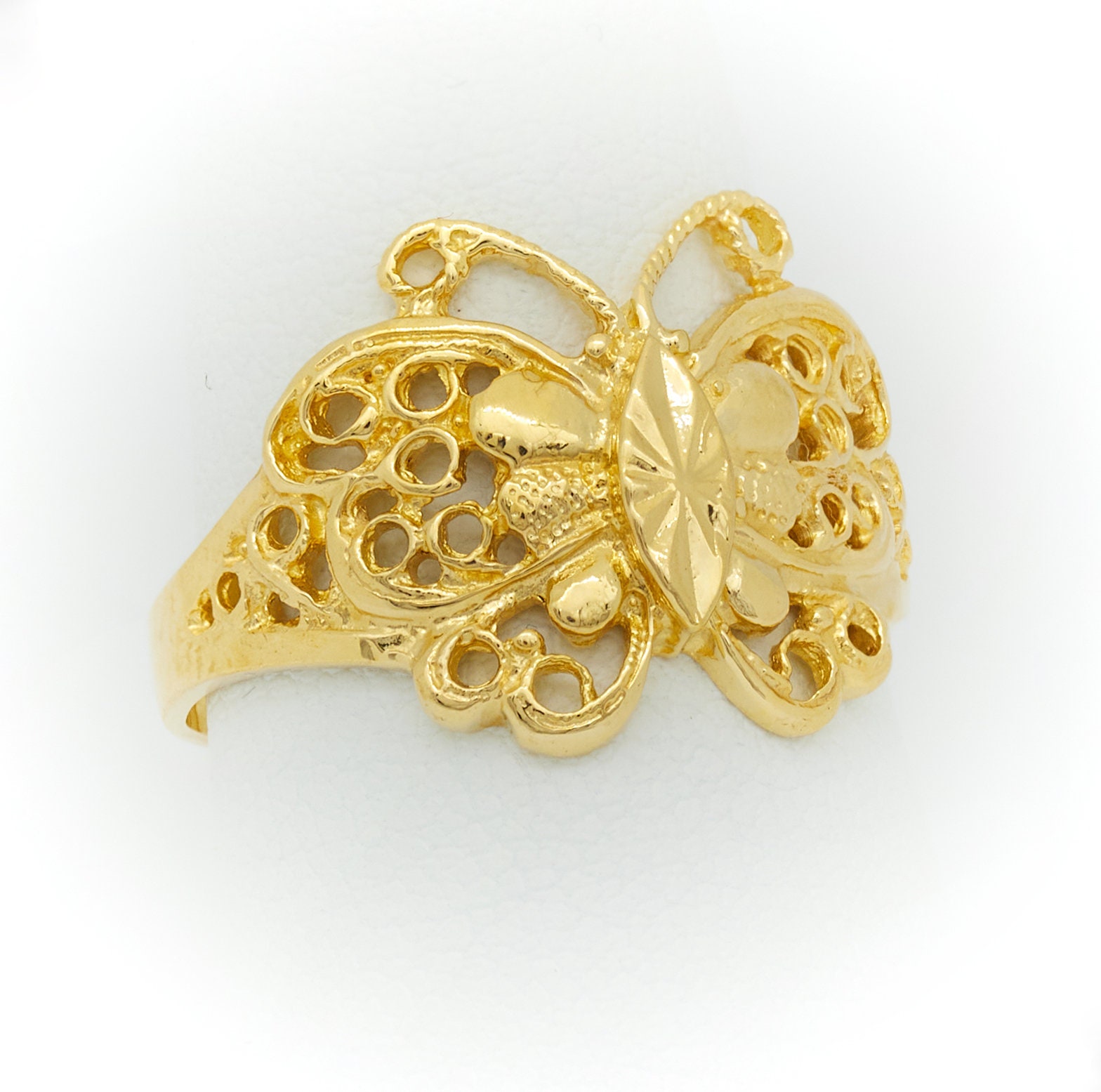 Gold Butterfly Ring 10k Gold Ring Butterfly Gold Ring Gold Etsy