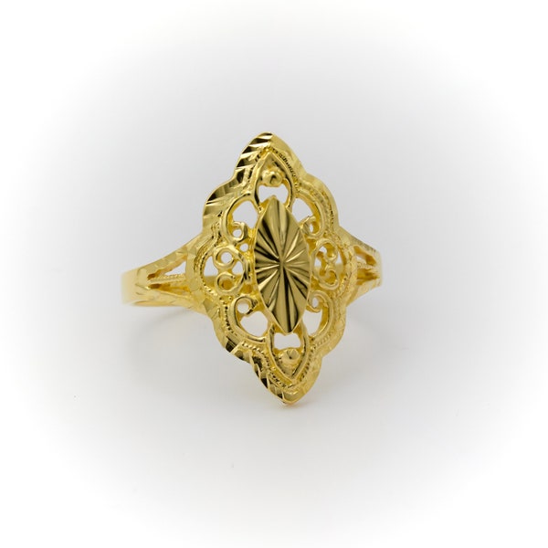 Women's Gold Ring, Vintage Gold Ring, Unique Gold Ring, Gold Filigree Ring, Vintage Gold Filigree Ring, Solid Gold Ring, Dubai Ring