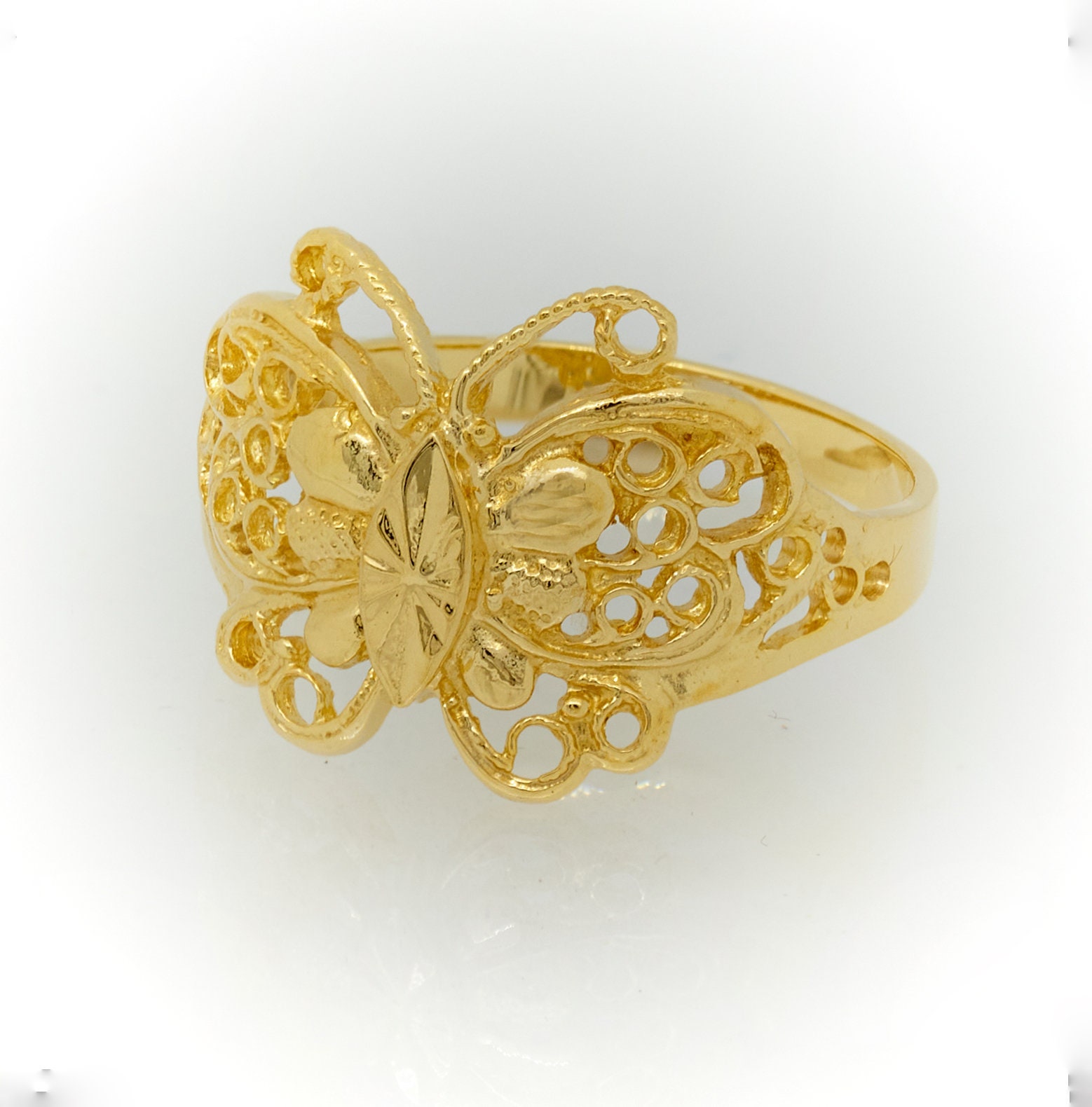 Gold Butterfly Ring 10k Gold Ring Butterfly Gold Ring Gold Etsy