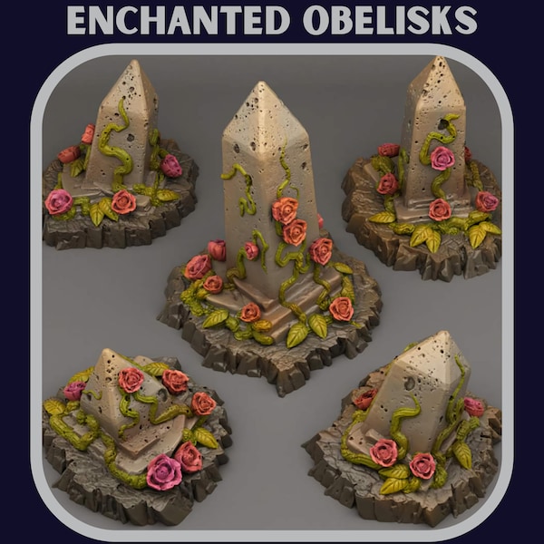 Scatter Terrain | Enchanted Obelisks | Scale Model | 5 Piece Set | Fantastic Plants & Rocks