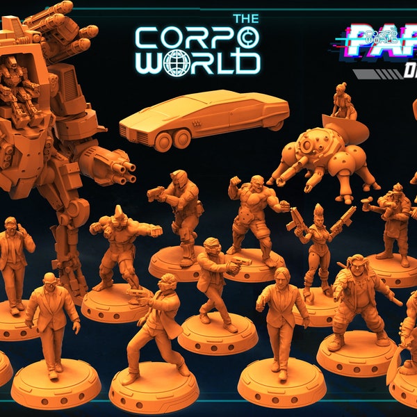 Sci Fi Miniature | Cyberpunk | 32mm Scale Figurine | Corpo World - December 2020 | Papsikels