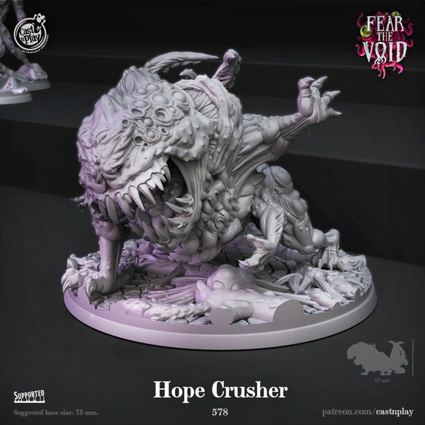 Hope Crusher | Huge Nightmare Horror Demon | Cast n' Play Miniatures | Fear the Void | D&D Figurine | 32mm Scale | 75mm Base