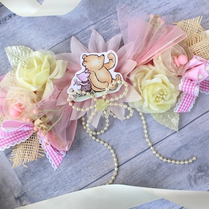 Winnie the Pooh Maternity Sash and Pin Set, Winnie the Pooh Baby Shower, Classic Winnie the Pooh, Pink Baby Shower, Girl Pooh Bear Shower