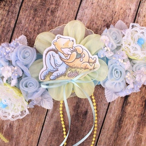 Winnie the Pooh Maternity Sash, Winnie the Pooh Baby Shower, Classic Winnie the Pooh, Belly Sash, Blue and Yellow Baby Shower