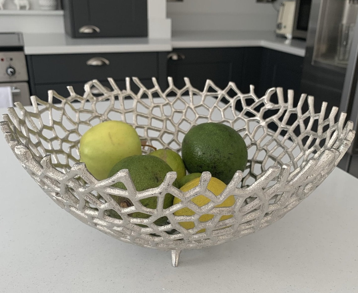 Silver Decorative Bowl Farrah Collection Large Etsy