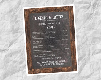 The Menu Sticker- Legends and Lattes- Bookish Gifts and Decor