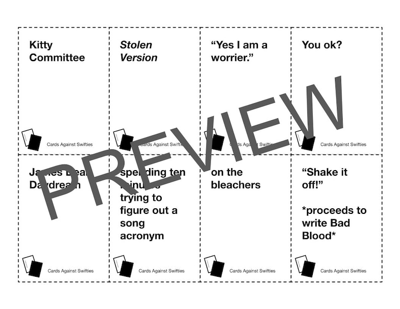 Cards Against Swifties A Party Game for Swifties INSTANT DOWNLOAD Print or Play Online image 3