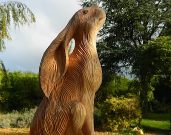 Hand Carved Wooden Animal - Moon Gazing Hare