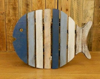 Hand Made Folding Table Shabby Chic - Blue Fish