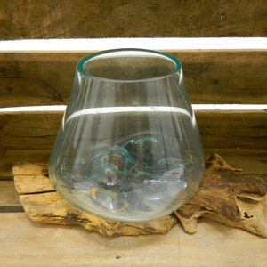 Hand Made Molten Glass On Teak Root - SB5