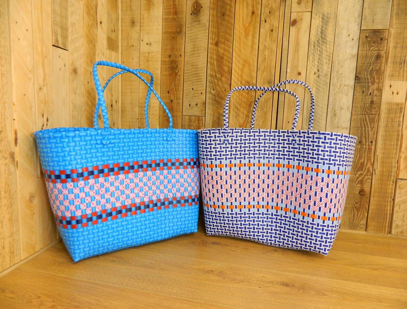Handmade Recycled Plastic Multi Use Woven Bag XL - Blue - Etsy