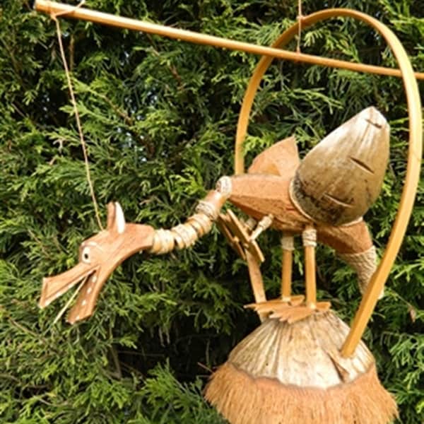 Hand Made Bamboo And Coconut Windchime - Dragon