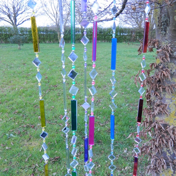 Set Of 3 Mirror Suncatchers/ Colourful Garden Suncatchers - Multi Colour