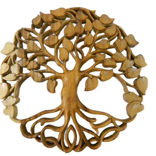 Hand Carved Tree of Life Wooden Sculpture Wall Art Panel Etsy UK