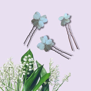 3 Real Dried Hydrangea Flower Hair Pins, White Hydrangea Flower Hair Pins