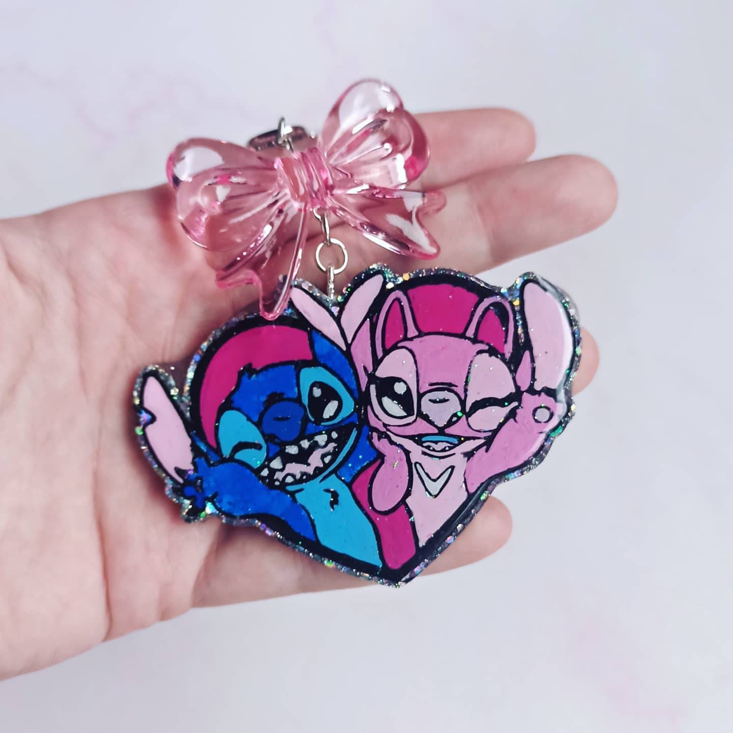 Keychain Stich&Angel Disney keychain resin keychain couple Etsy