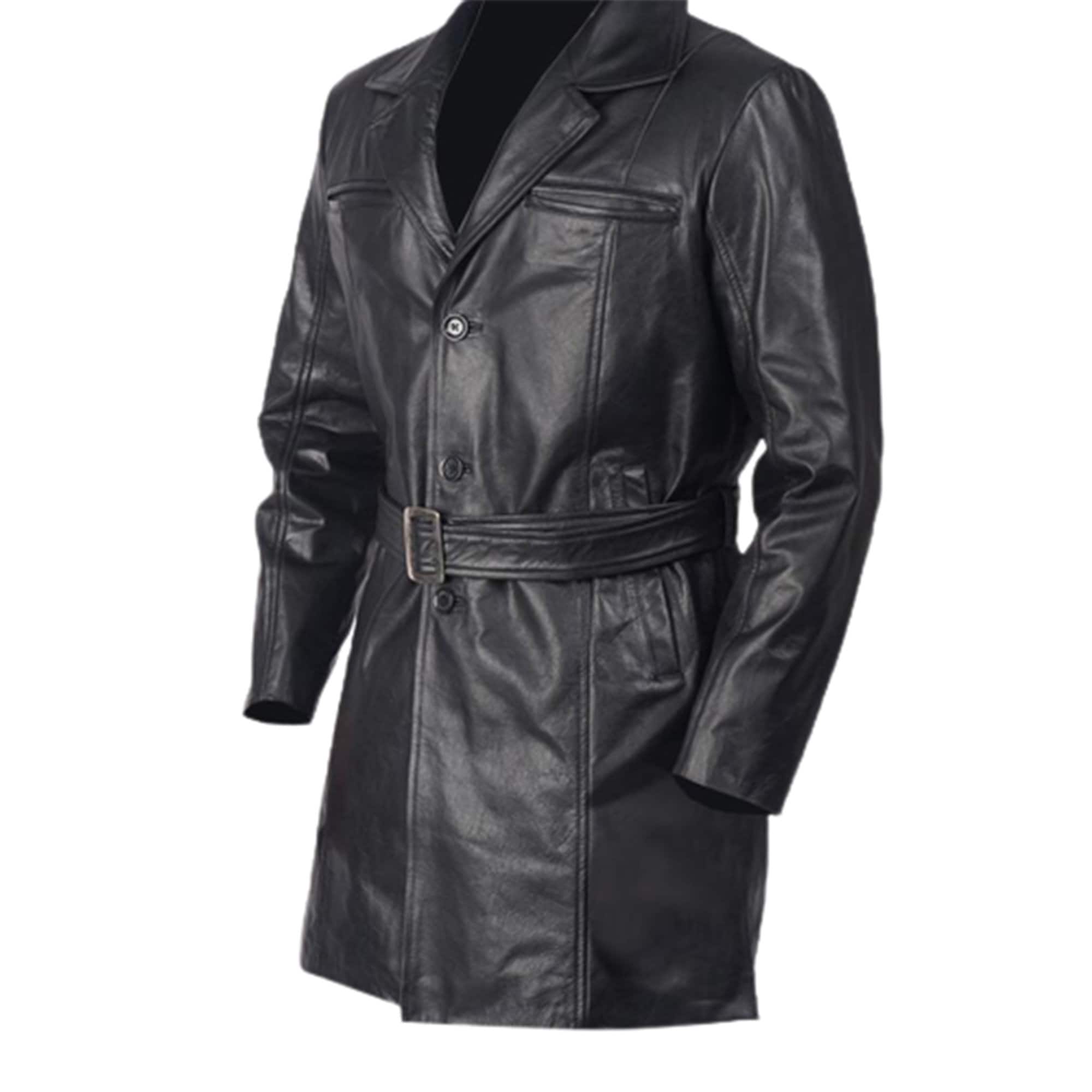 Men Black Vintage Trench Coat Rain Coat Leather Winter Coat | Etsy