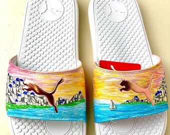 puma furry slides etsy