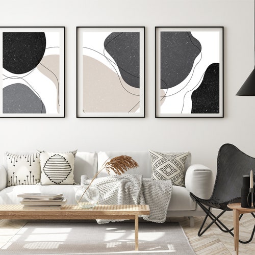 Printable Wall Art Set of 3 Prints Black and White Art Digital Etsy