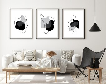 Printable Black and White Wall Art Prints Download Abstract - Etsy