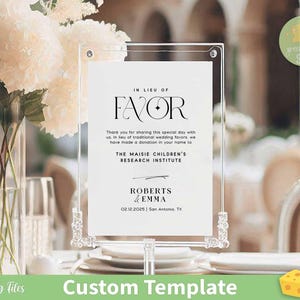 Plantilla de letrero minimalista para pedir favores, plantilla de letrero para pedir favores para bodas, donación benéfica para bodas: descarga de plantilla editable