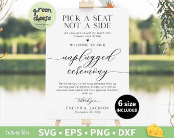 Pick A Seat Not A Side Template, Editable Wedding Welcome Sign, Unplugged Ceremony Party Sig, - Template pdf, jpeg and png instant download