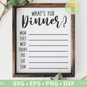 What’s For Dinner Svg, Menu Template Svg, Weekly Meal Planner, Menu Board Svg, Dinner Prep Svg - svg, dxf, eps et png téléchargement instantané