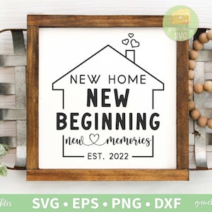 Novo Home Svg, Novo Beginnig Svg, Novas Memórias Svg, Home Sign Svg, Farmhouse Sign Svg - svg, dxf, eps e png download instantâneo