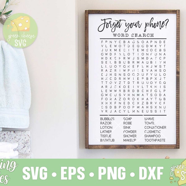 Forgot Your Phone svg, Word search svg, Bathroom Word Search svg,  Bathroom Sign SVG, Bathroom svg - svg, dxf, eps and png instant download