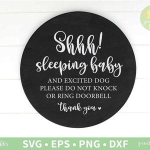 Shhh Sleeping Baby and Barking Dog SVG, Baby is Sleeping svg, Don't ring doorbell, Front door svg - svg, dxf, eps y png descarga instantánea