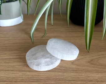 Satin Spar Round Charging Plates