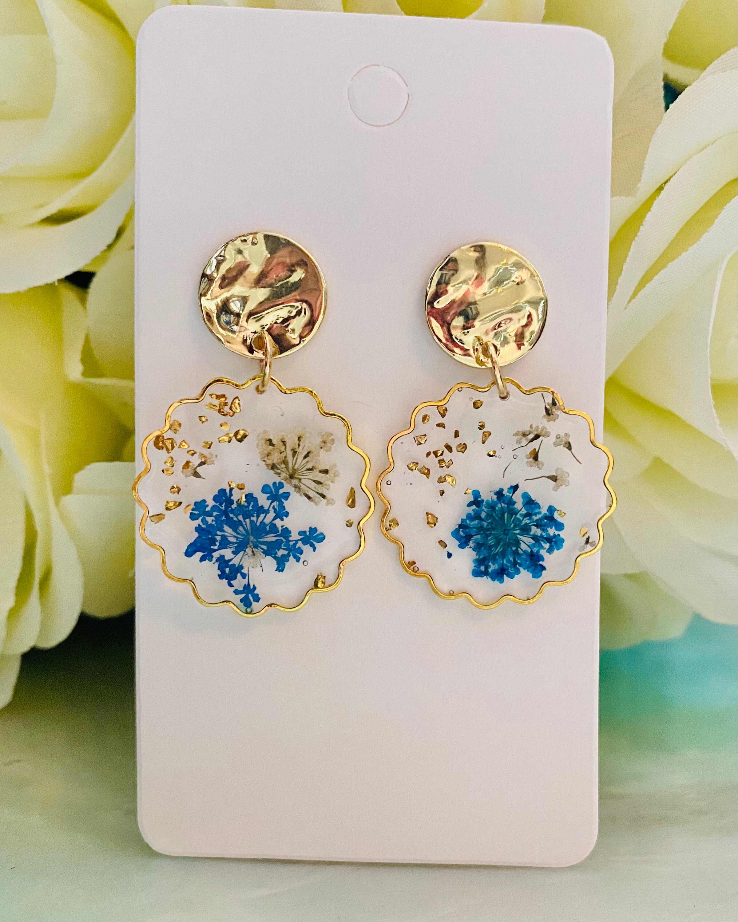 Pressed flowers earrings Clearance
