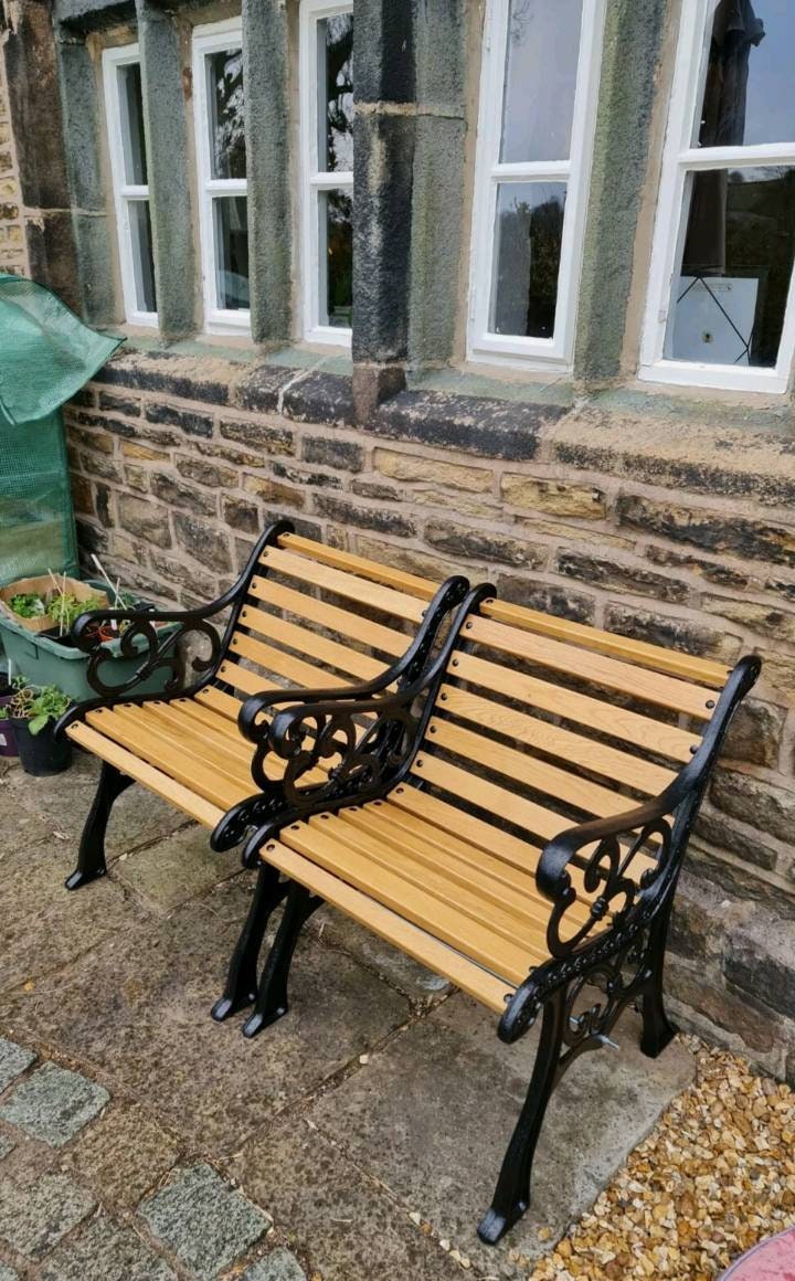 Solid Oak Hardwood Garden Bench Slats 1 Seater Etsy