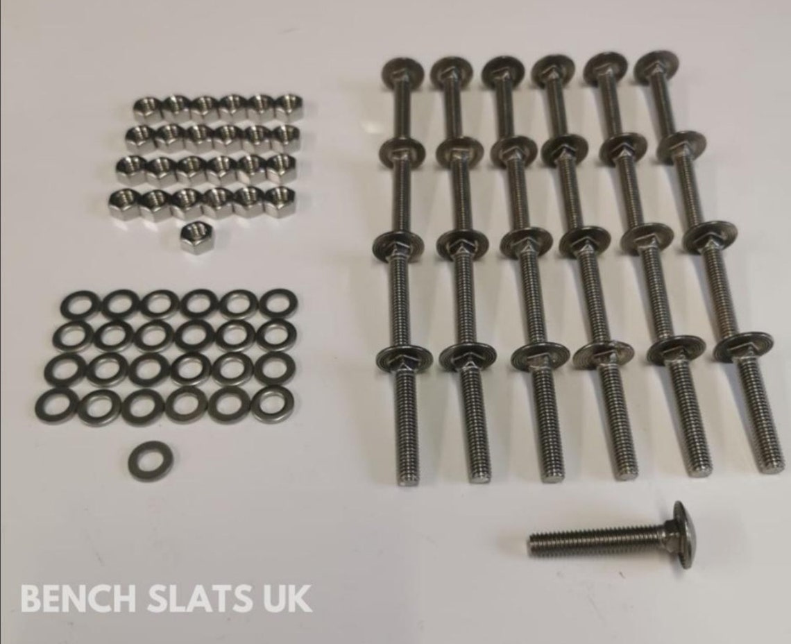Hardwood Bench Slat Fixings Fixing Kit 25 Stainless Steel Bolts Nuts