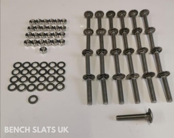 Hardwood Bench Slat Fixings Fixing Kit: 25 Stainless Steel Bolts Nuts 35mm X M6