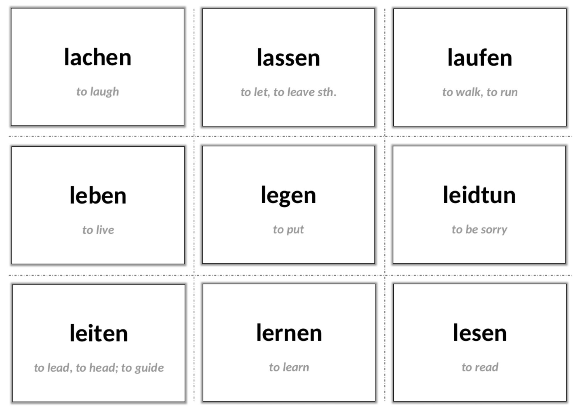 German Printable Flashcards - 200 Most Common Verbs - Etsy