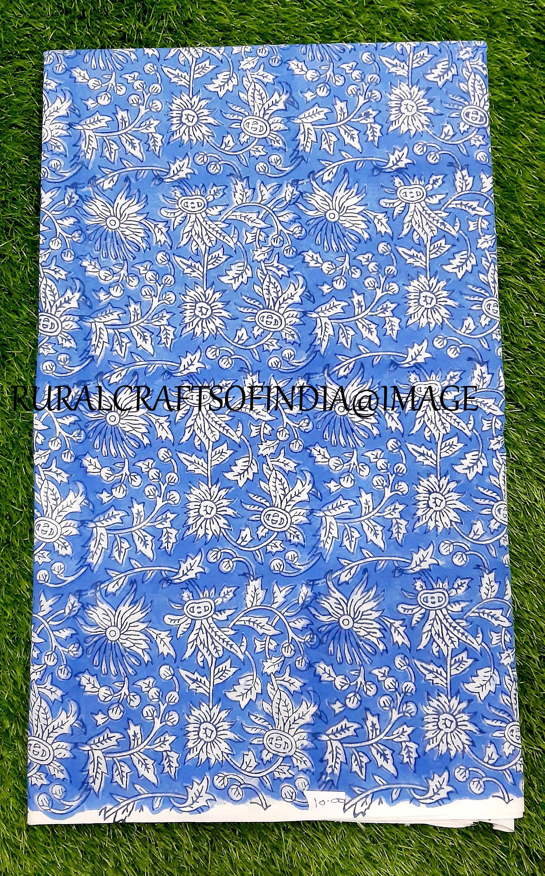 Indian Block Print cotton Indian Fabric Floral Print Block Etsy