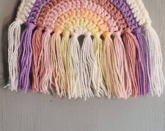Crochet Rainbow Wall Hanging: Nursery Decor, Pastel Tassels