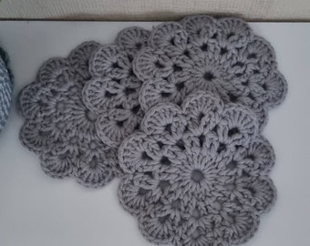 Set of 4 crochet coasters mug rugs 100% cotton handmade