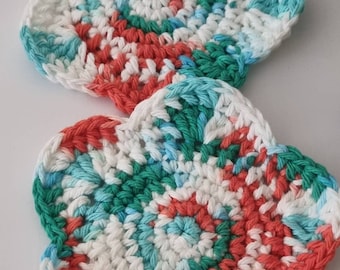 Crochet Cotton Mug Rugs, Colorful Drink Coasters, Set of 2