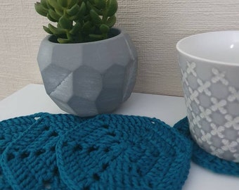 Handmade Cotton crochet cup coasters mug rugs set of 4. Ideal gift.