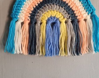 Crochet rainbow wall hanging home decor