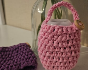 Crochet hand sanitiser cover/holder/hand gel bag/sleeve nappy bag