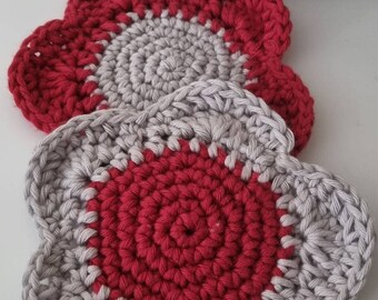 Crochet cotton coasters/mug rugs, crochet flower, home decor set of 2