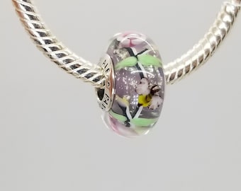 New Decorative BEE Butterfly  Murano Glass Charm / Charm for Pandora bracelet / s925 Sterling Silver / Velvet Gift Pouch