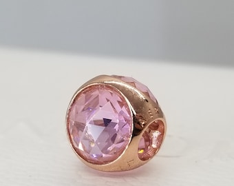 Pink Oval Cabochon Charm:for Pandora Bracelet Rose Gold Charm Bead