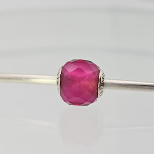 New ESSENCE THIN BRACELET Collection Happiness Synthetic Ruby Bead Charm for Pandora   / s925 Sterling Silver / Velvet Gift Pouch