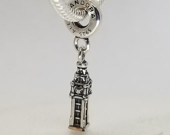 Nuevo dije del Big Ben de Londres / Dije para pulsera Pandora / Plata de ley 925 / Bolsa de regalo de terciopelo