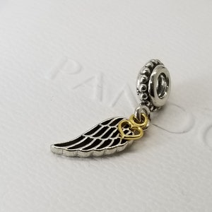 New Love and Guidance Angel Wing Heart Charm for Pandora bracelet / s925 Sterling Silver / Velvet Gift Pouch